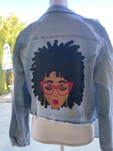 Twist out cropped light denim jacket