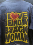 I love being a black women cropped dark denim jacket