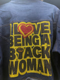 I love being a black women cropped dark denim jacket