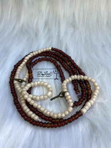 Waist Beads Brown Key traditional tie on
