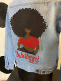 Women’s unbothered distressed jean jacket