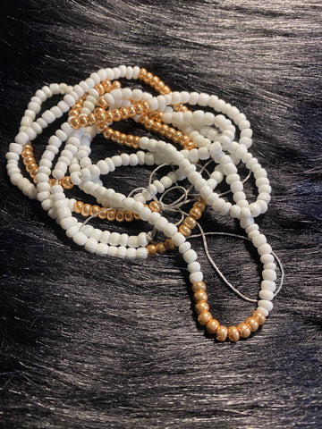 Gold and White WaistBeads