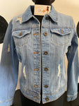 Women’s unbothered distressed jean jacket